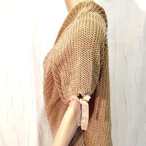 Tan Lane Bryant Knit Shrug with 3/4 Tie Sleeves